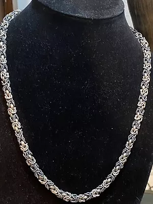 Vintage 26” Mexico Taxco Sterling Silver Byzantine Link Chain Necklace 26” • $268