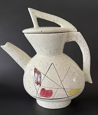 Vintage Post Modern MCM Memphis Teapot Ceramic Abstract Speckled 9  MINT • $37