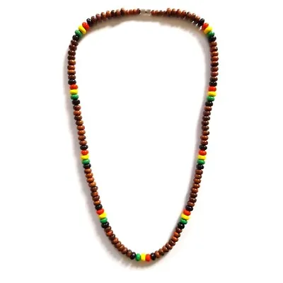 Reggae Rasta Jamaican Brown Surfer Beach Style Beaded Necklace Barrel Clasp • $10.64