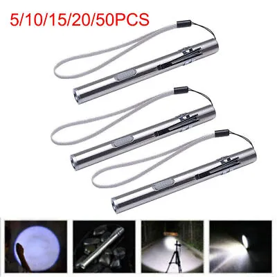 Lots USB Rechargeable Mini LED Flashlight Stainless Steel Pen Light 1000 Lumens • $16.99