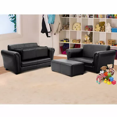 2 Seat Kid Sofa Leather Children Couch Chair W/ Ottoman • $99