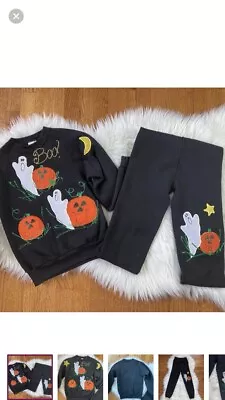 Vintage Costume Made Halloween Set Sweatshirt With Pants Black Girl Size 10/12 • $24.99