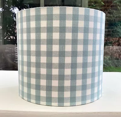 Laura Ashley Lampshade Duck Egg Blue Gingham Shabby Chic Drum Table Ceiling • £30