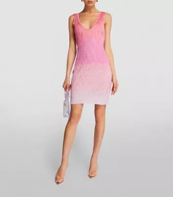 MISSONI IT 40 UK 8 Pink Ombre Crochet Sleeveless Stretchy Mini Dress With Slip • $160.39