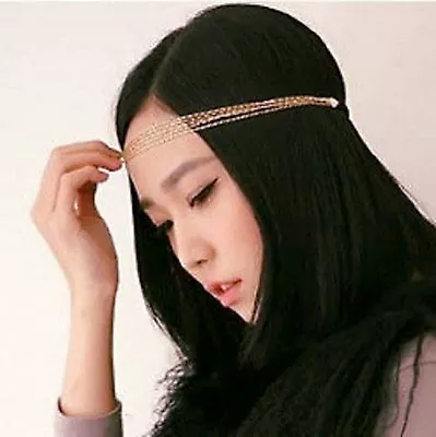 £5.66 • Buy Women Gold Color BOHO Forehead Retro Hair Cuff Head Hair Band Headband Chain