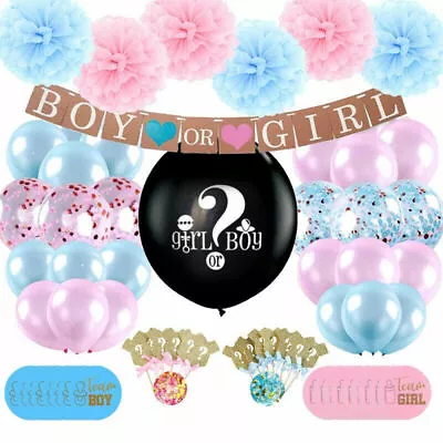 107pcs Gender Reveal Baby Shower Balloons Bunting Party Decorations Boy Or Girl • £8.29