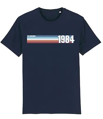 Mens 40th Birthday T-Shirt 1984 Retro Strip Organic Cotton 40 Years Old Dad 80s • £10.99