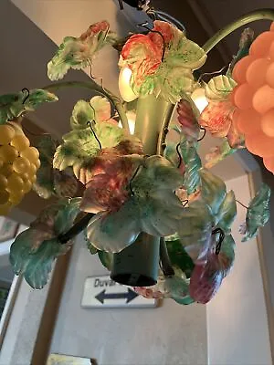 Vintage Cesare TOSO MCM Murano Art Glass Grapes Floral Ceiling Lamp Light WOW!! • $1350
