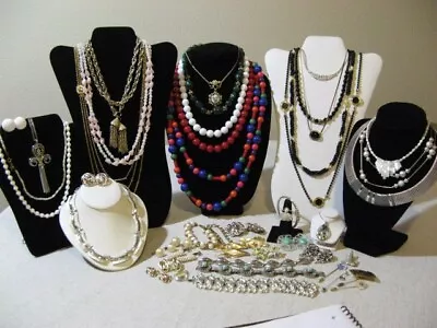 Vintage 1940s To 1980s Jewelry Lot 48pc Monet BSK Trifari Coro & More Lot S • $19