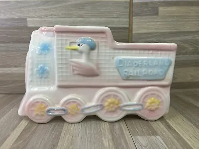 Vintage MY-NEIL Ceramic DIAPER LAND RAILROAD Train Baby PLANTER Nursery Decor • $21.77