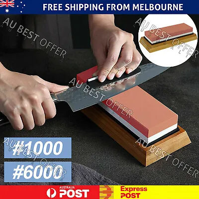 1000/6000 Whetstone Waterstone Knife Sharpening Water Wet Stone Sharpener AU • $18.98