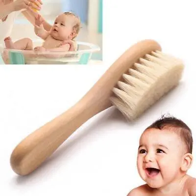 Newborn Wooden Baby Brush Hairbrush Natural Hair Brush Soft Bristles Scrub Tool • £3.11