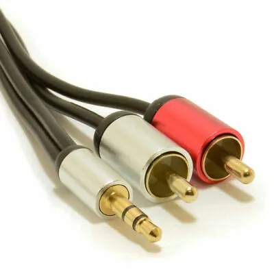 £2.65 • Buy 0.5m Aluminium PRO 3.5mm Stereo Jack To 2 RCA Phono Plugs Cable Gold [007521]