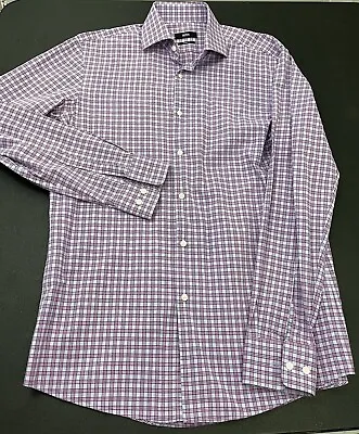 BOSS Hugo Boss Mens Size 15.5 Dress Shirt Purple Sharp Fit 34/35 • $14.99