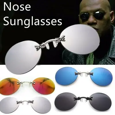 Clip Nose Sunglasses Round Glasses Matrix Morpheus Vintage Sun UV400 FASQ0 N1 • $4.18