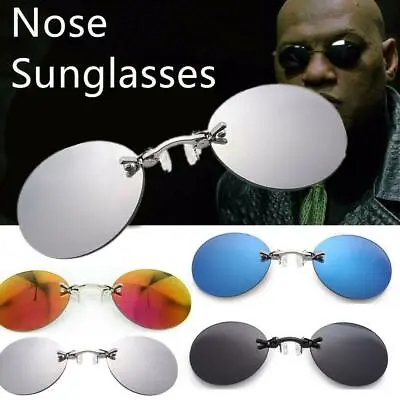 Clip Nose Sunglasses Round Glasses Matrix Morpheus Vintage Sun UV400  Sale • $3.35