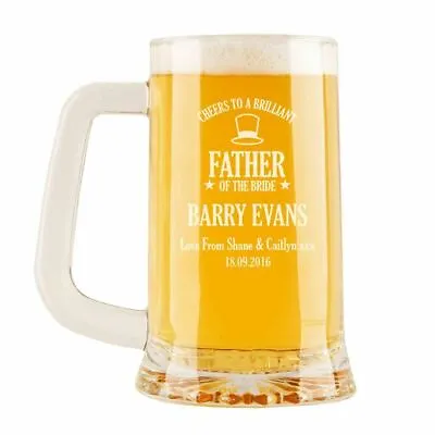 Father Of The Bride Personalised Engraved Glass Pint Tankard. Wedding Gift Ideas • £11.99