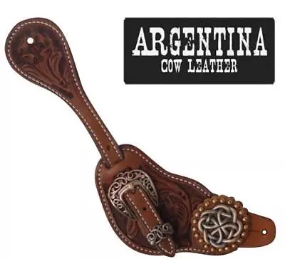 Showman Mens Size Argentina Cow Leather Celtic Knot Spur Straps • $41.99