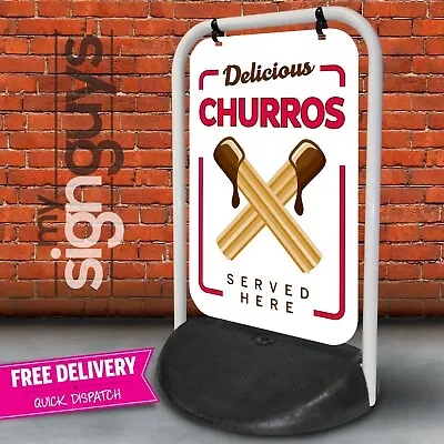 Churros A Board Pavement Sign Swinger 2 Cafe Catering Kiosk Street Food Aboard  • £105.99