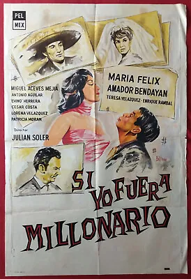 MARIA FELIX  SI YO FUERA MILLONARIO  Original Argentine Movie Poster 1961 • $19.99