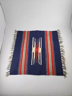 Vtg RugNative American Southwestern Hand-woven Wool Table Blanket 14  X 14  • $125