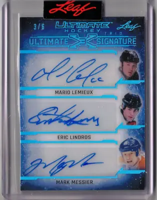 MARIO LEMIEUX LINDROS MESSIER 23/24 Leaf Ultimate Signature Autograph Signed #/6 • $210.82