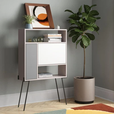 £209.90 • Buy Hideaway Computer Desk Secretary Freestand Small Cabinet Mid-Century Modern New