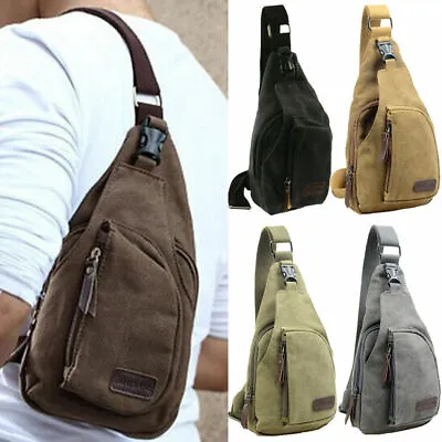 $18.42 • Buy Man Military Canvas Cross Body Shoulder Bags Sling Casual Backpack Chest Bags