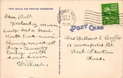 Us Postal History Nantucket Mass 1946 #804 To Massachusetts Linen • $2.61