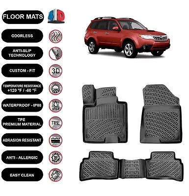 Floor Mats Liner  Fits Subaru Forester 2007-2012 Waterproof 4D Molded Black 4pcs • $98.99