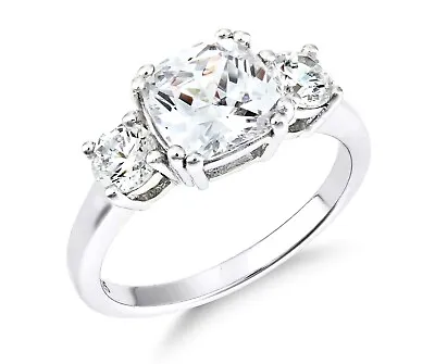 £18.95 • Buy Sterling Silver 3.00ct MEGHAN MARKLE 3 Stone Ring Size J To V Simulated Diamond