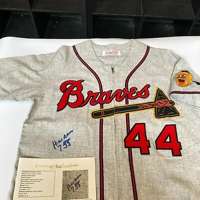 Hank Aaron 755 Home Run Signed Authentic Milwaukee Braves Jersey JSA COA • $2495