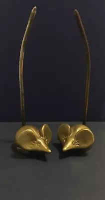 Vintage Pair Of Brass Mice Ring Holders Figurines Decorative Cute Collectibles • $19