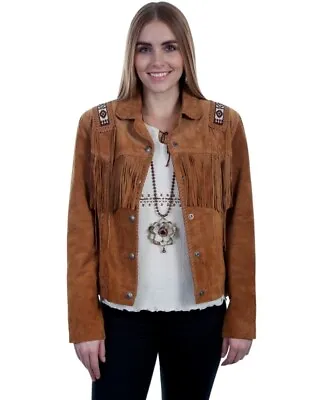 Scully Western Jacket Women Bead Epaulette Fringe L Bourbon F0_L758 • $299.45