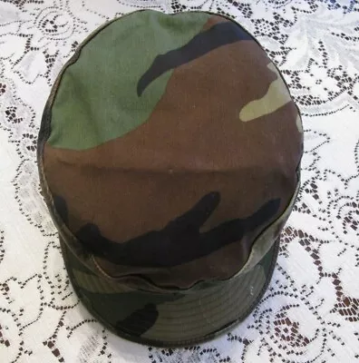 Camouflage Camo Mens Cap With Ear Flaps Sz 7 1/4 Medium Large Hat Hunting GUC • $8.90