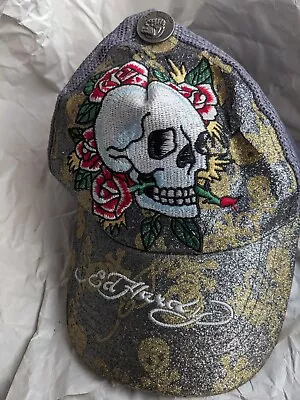 Ed Hardy Vintage Tattoo Wear Silver/ Gold Rare Skull Trucker Cap • £24.99