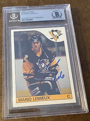 Mario Lemieux Signed Rookie Card 1985-86 Topps Rc Bas Beckett Authenticated Slab • $999.99