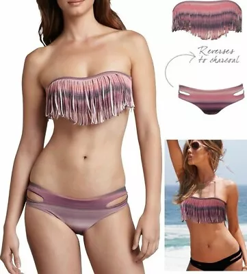 L Space Santorini Sunrise Dolly Fringe Bandeau & Estella Bottom Bikini Set • $101.99