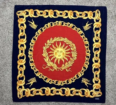 Gianni Versace Silk Scarf Sun Angel Chain Link Red Blue Gold Vintage 90’s • $85