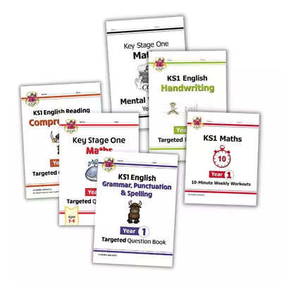 Ks1 Year 1 Targeted English & Maths 6 Book Bundle For Ages 6-7 • £29.99