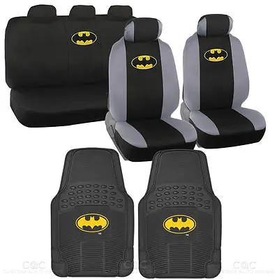 Batman Seat Covers & 2 PC Rubber Floor Mats For Car & SUV Auto Accessories • $59.99