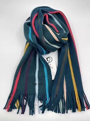 £55 • Buy Paul Smith Men Scarf Made In Germany Graduate Stripe Dark Green 100% Wool