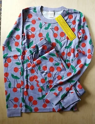 Nwt Hanna Andersson Bold Stripe Cheery Cherry Organic Long John Pajamas 140 10 • $32.99