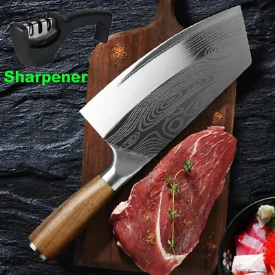 Kitchen Knife Stainless Steel Damascus Asian Chef Butcher Cleaver Chopping Meat • $9.99