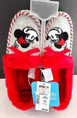 *NWT Disney's Minnie Mouse Womens Christmas Moccasin Slippers SZ 5/6 Small • $19.99