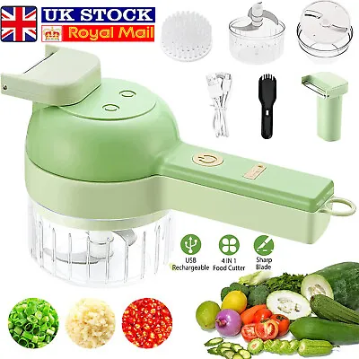 4 In 1 Electric Food Vegetable Slicer Fruit Peeler Cutter Garlic Chopper Kitchen • £9.59