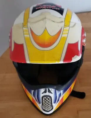 Vega Mighty-X Dirtbike Motocross Helmet Like New White Yellow Red Vintage • $85