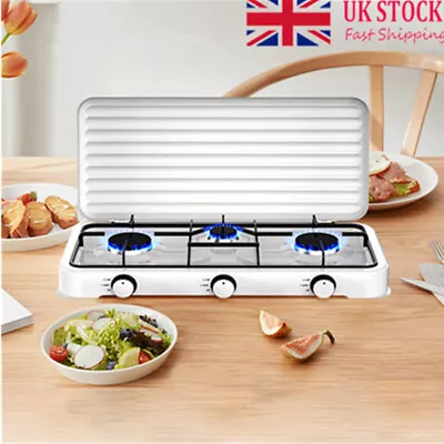 Portable Gas Stove 3 Burner Desktop Cooker Outdoor Camping Caravan LPG Cooktop • £35.02