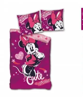 Minnie Mouse Purple Single EU Sized Bedding Set Duvet Cover & Pillow Case • £21.49