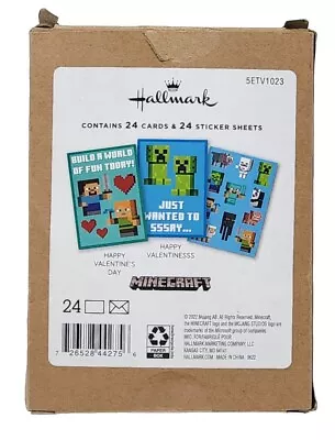 Hallmark Kids Minecraft Valentines Day Cards And Stickers Assortment Set Of 24 • $14.99
